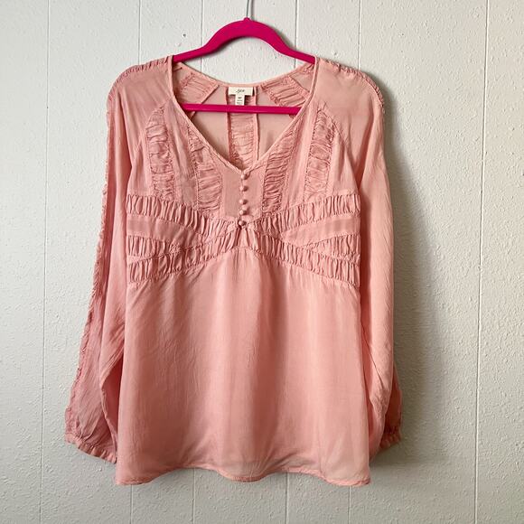 J. Jill Womens Babydoll Top Petite M Puff Sleeve Fairy Cottagecore Boho Chic - Picture 1 of 12